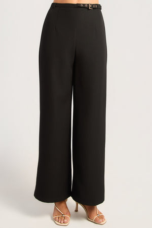 Chosen By Fifi & Annie The Gold Buckle Belt Detail Straight Leg Pants | Black BEST SELLER RESTOCKED ETA 3/09/2026