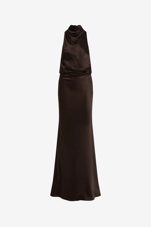 Misha The Cameron Satin Dress | Chocolate