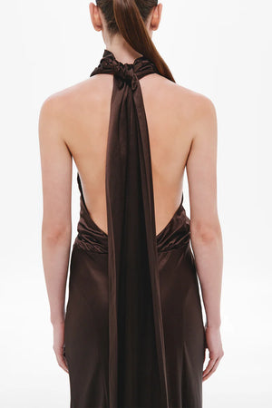 Misha The Cameron Satin Dress | Chocolate