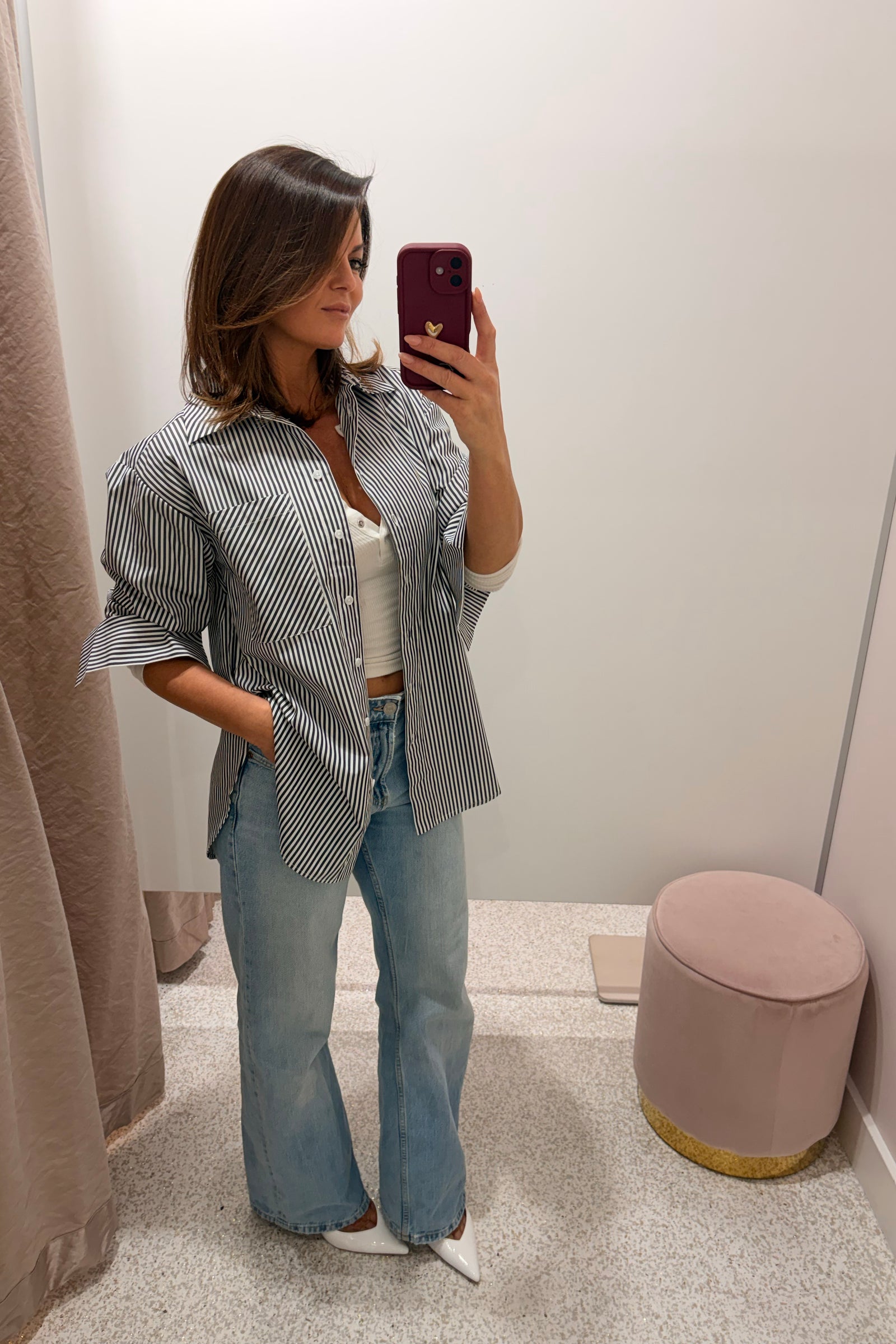 Shona Joy Jayde Oversized Shirt | Dark Navy/Ivory