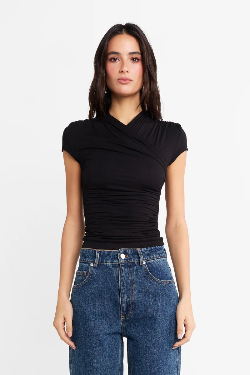 Madison The Label Adalia Short Sleeve Top | Black || PRE-ORDER ETA 11/09/1979