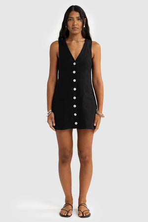 ORTC The Koda Linen Mini Dress | Black