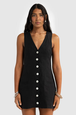 ORTC The Koda Linen Mini Dress | Black