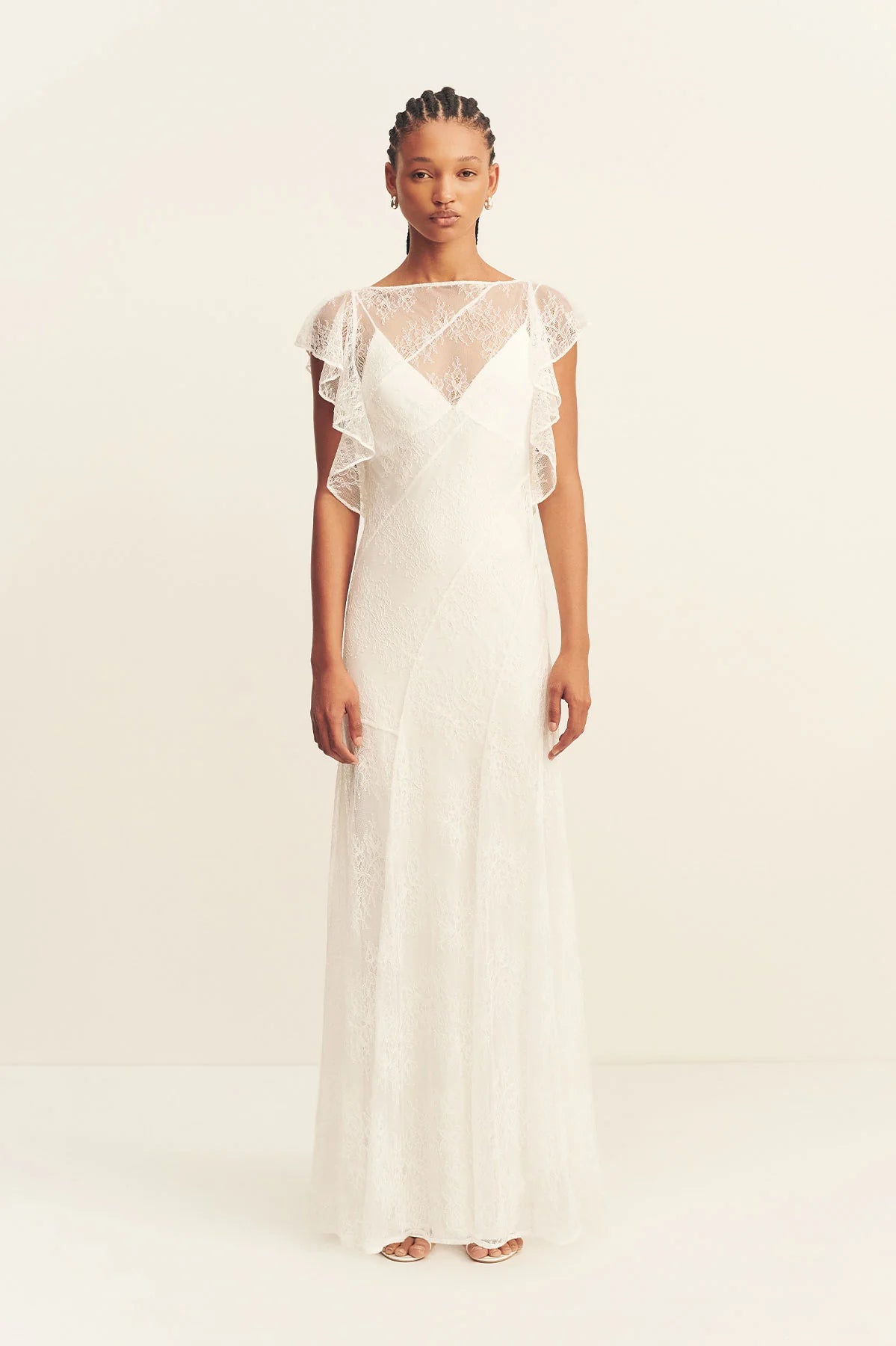Shona Joy Labyrinth Lace Panelled Maxi Dress | Ivory