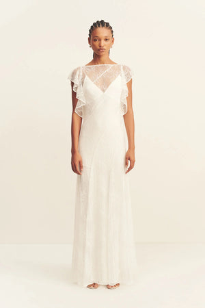 Shona Joy Labyrinth Lace Panelled Maxi Dress | Ivory
