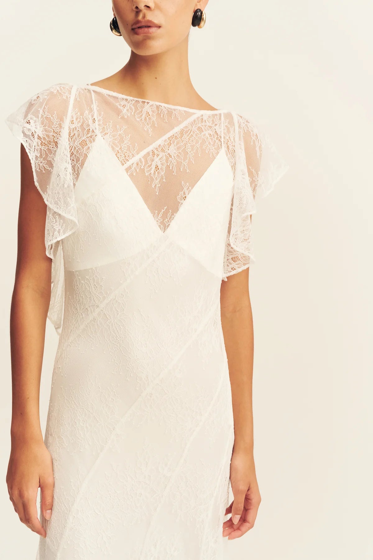 Shona Joy Labyrinth Lace Panelled Maxi Dress | Ivory