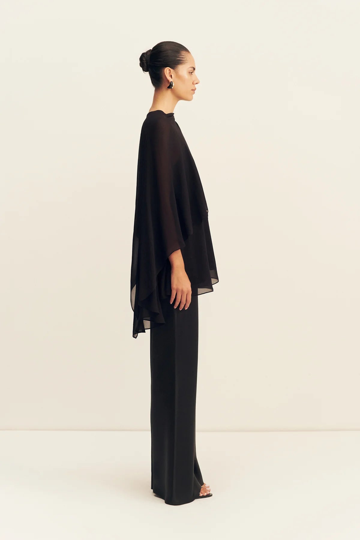 Shona Joy Amina Asymmetrical Tiered Top | Black