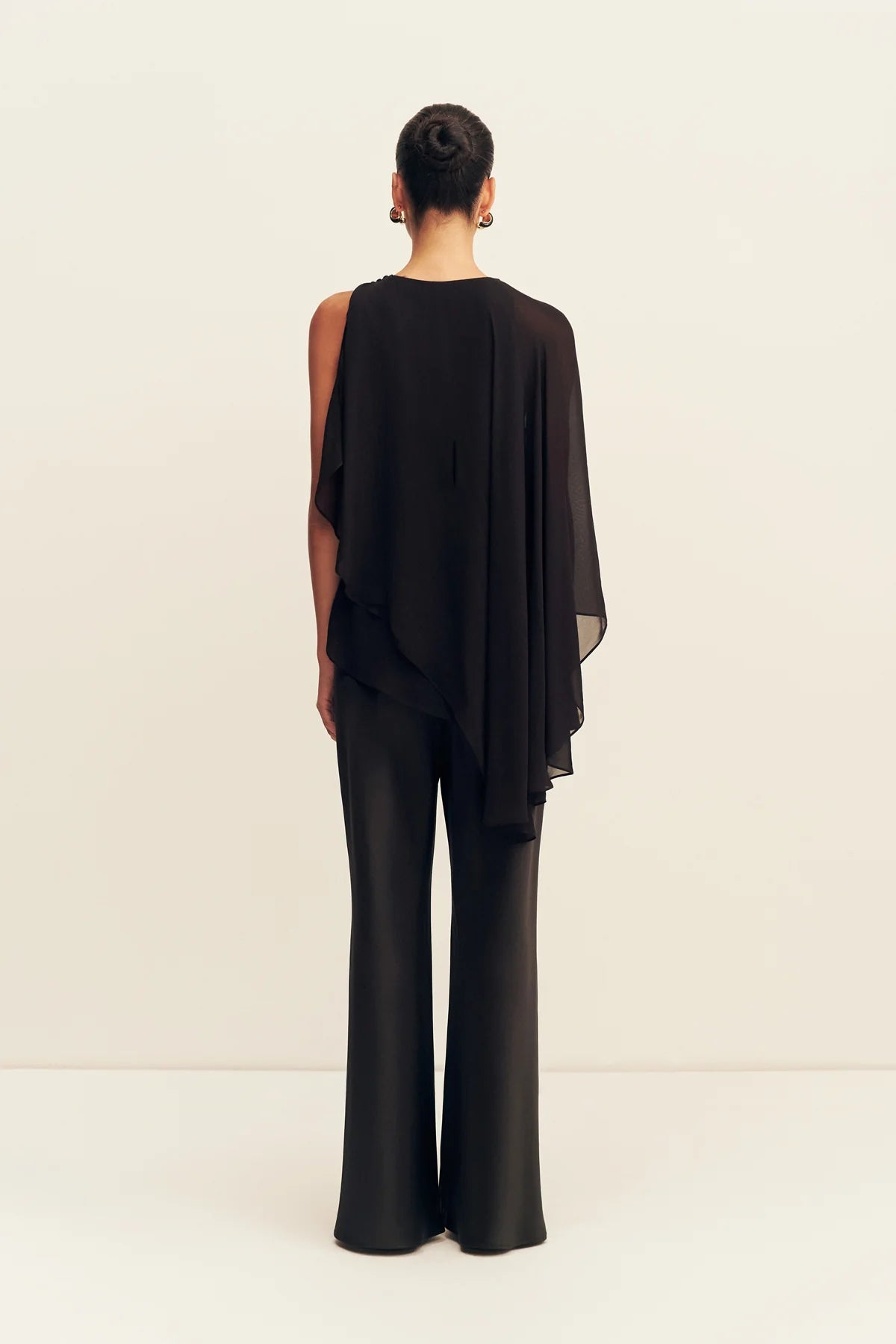 Shona Joy Amina Asymmetrical Tiered Top | Black