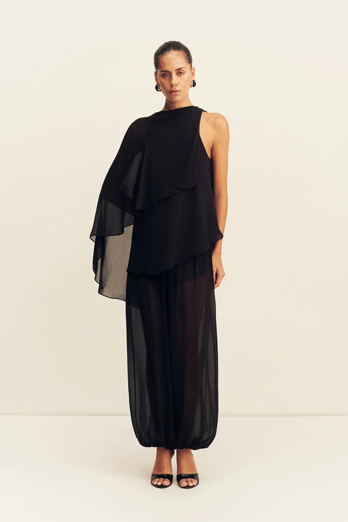 Shona Joy Amina Sheer Harem Pant | Black