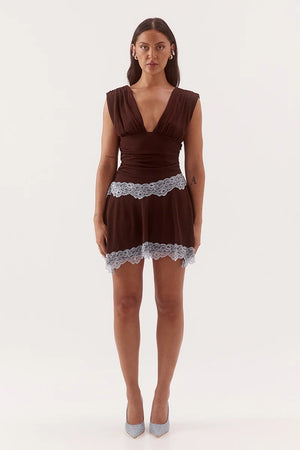 Sovere Studio Harlow Mini Dress | Chocolate/Sky || PRE_ORDER ETA 24/09/2026