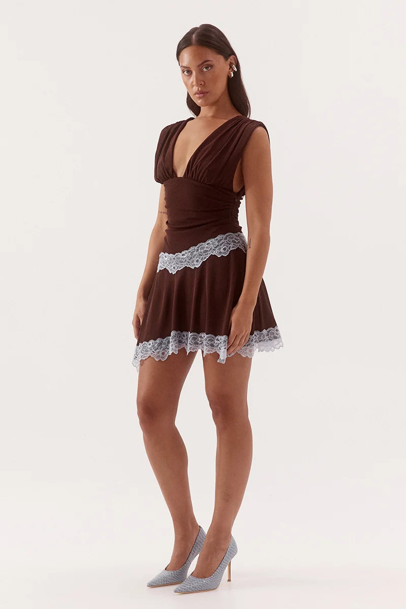 Sovere Studio Harlow Mini Dress | Chocolate/Sky || PRE_ORDER ETA 24/09/2026