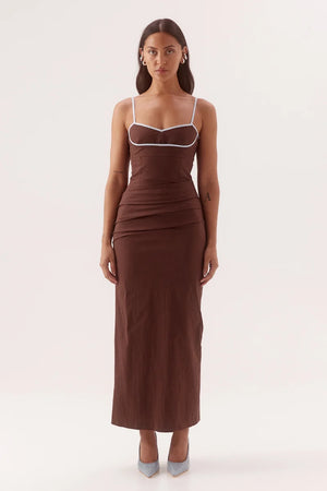 Sovere Studio Britta Dress | Chocolate/Sky || PRE_ORDER ETA 24/09/2026