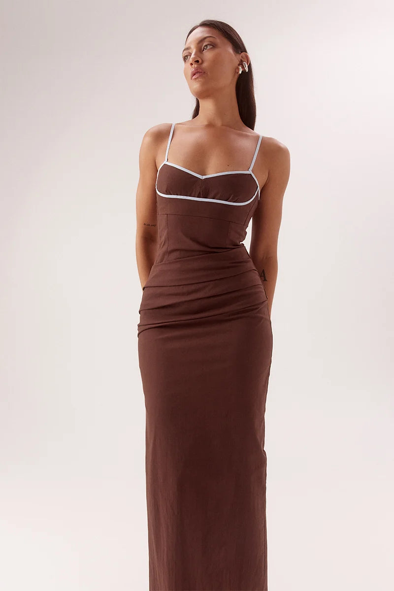 Sovere Studio Britta Dress | Chocolate/Sky || PRE_ORDER ETA 24/09/2026