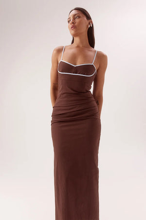 Sovere Studio Britta Dress | Chocolate/Sky || PRE_ORDER ETA 24/09/2026