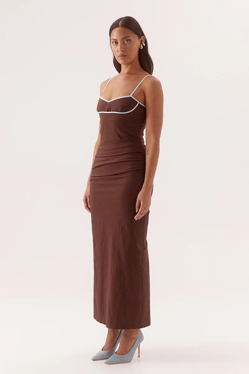 Sovere Studio Britta Dress | Chocolate/Sky || PRE_ORDER ETA 24/09/2026