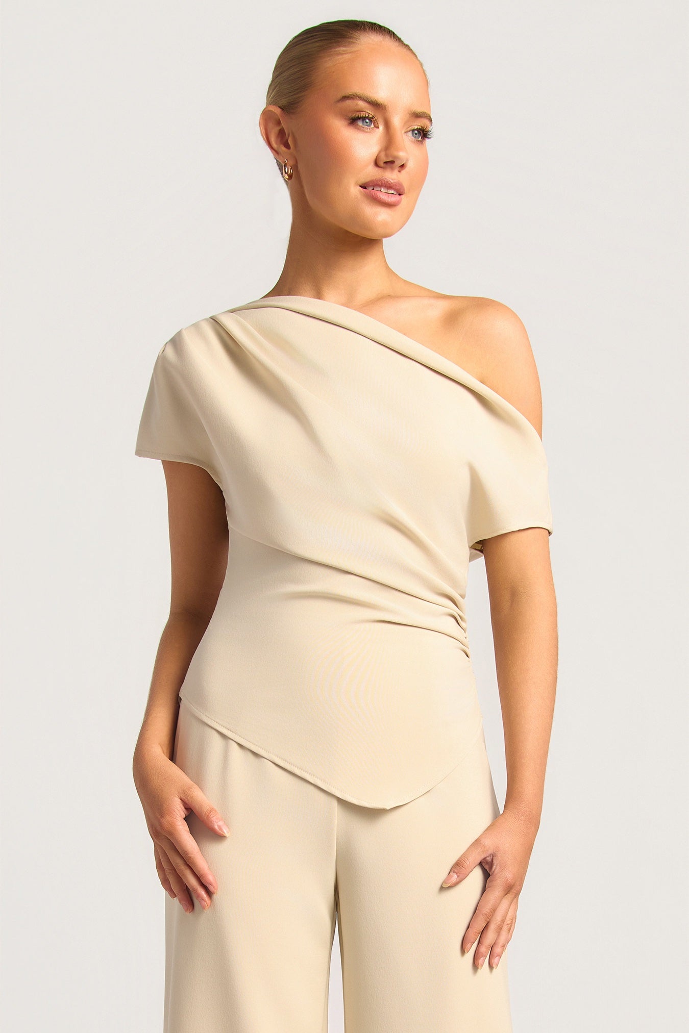 Chosen By Fifi & Annie The Celine Side Ruched Top | Oat