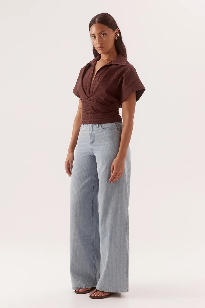 Sovere Studio Lyra Crop Shirt | Chocolate || PRE_ORDER ETA 24/09/2026