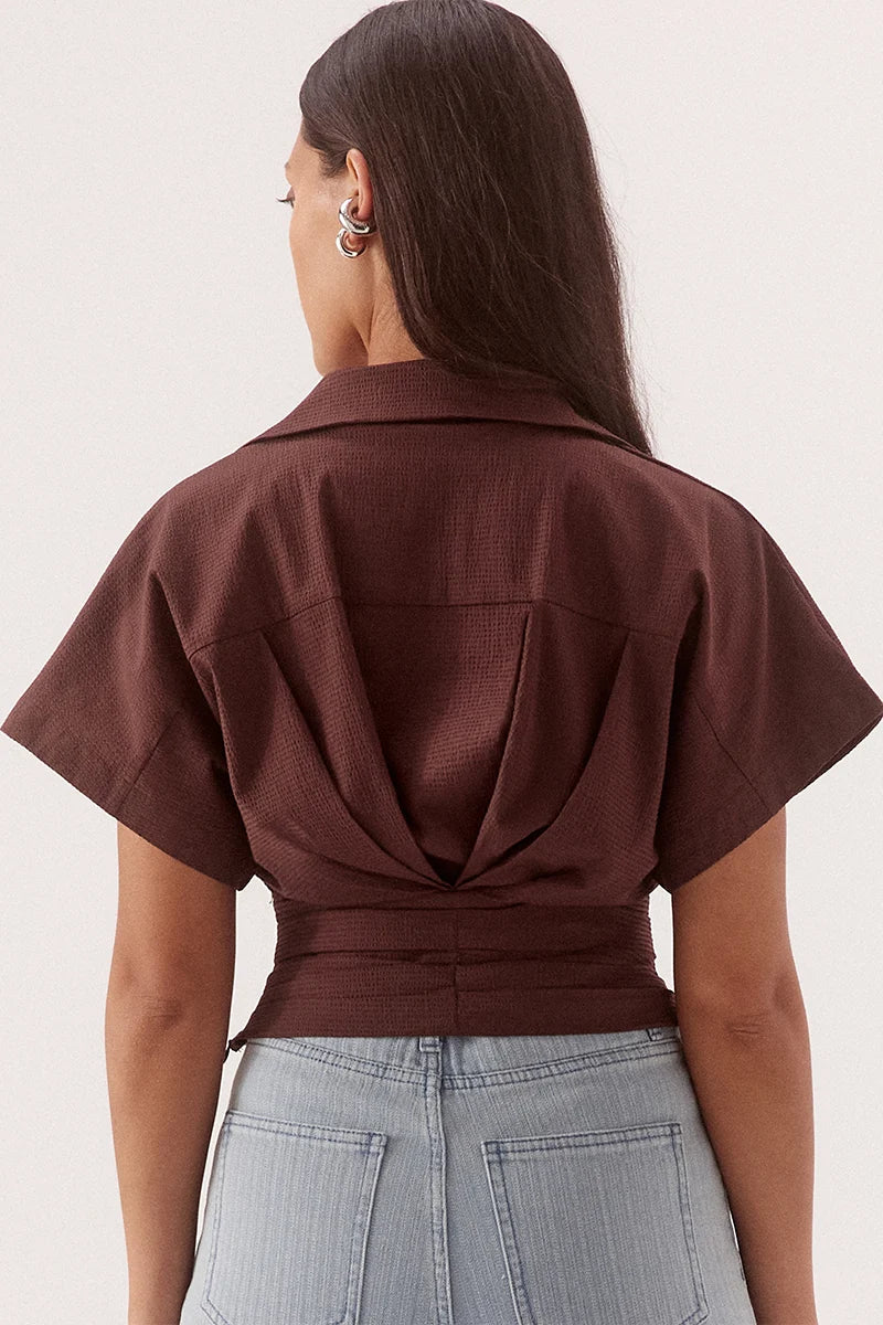 Sovere Studio Lyra Crop Shirt | Chocolate || PRE_ORDER ETA 24/09/2026