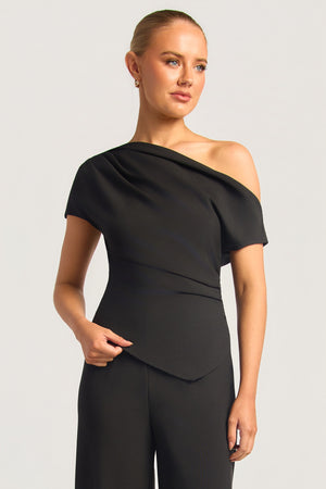 Chosen By Fifi & Annie The Celine Side Ruched Top | Black