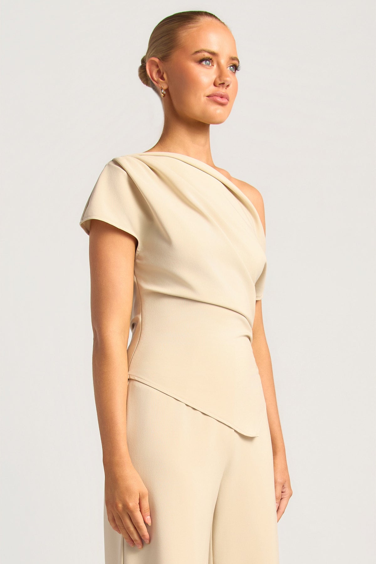Chosen By Fifi & Annie The Celine Side Ruched Top | Oat