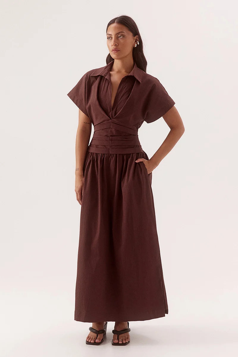 Sovere Studio Lyra Dress | Chocolate || PRE_ORDER ETA 24/09/2026