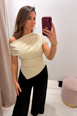 Chosen By Fifi & Annie The Celine Side Ruched Top | Oat