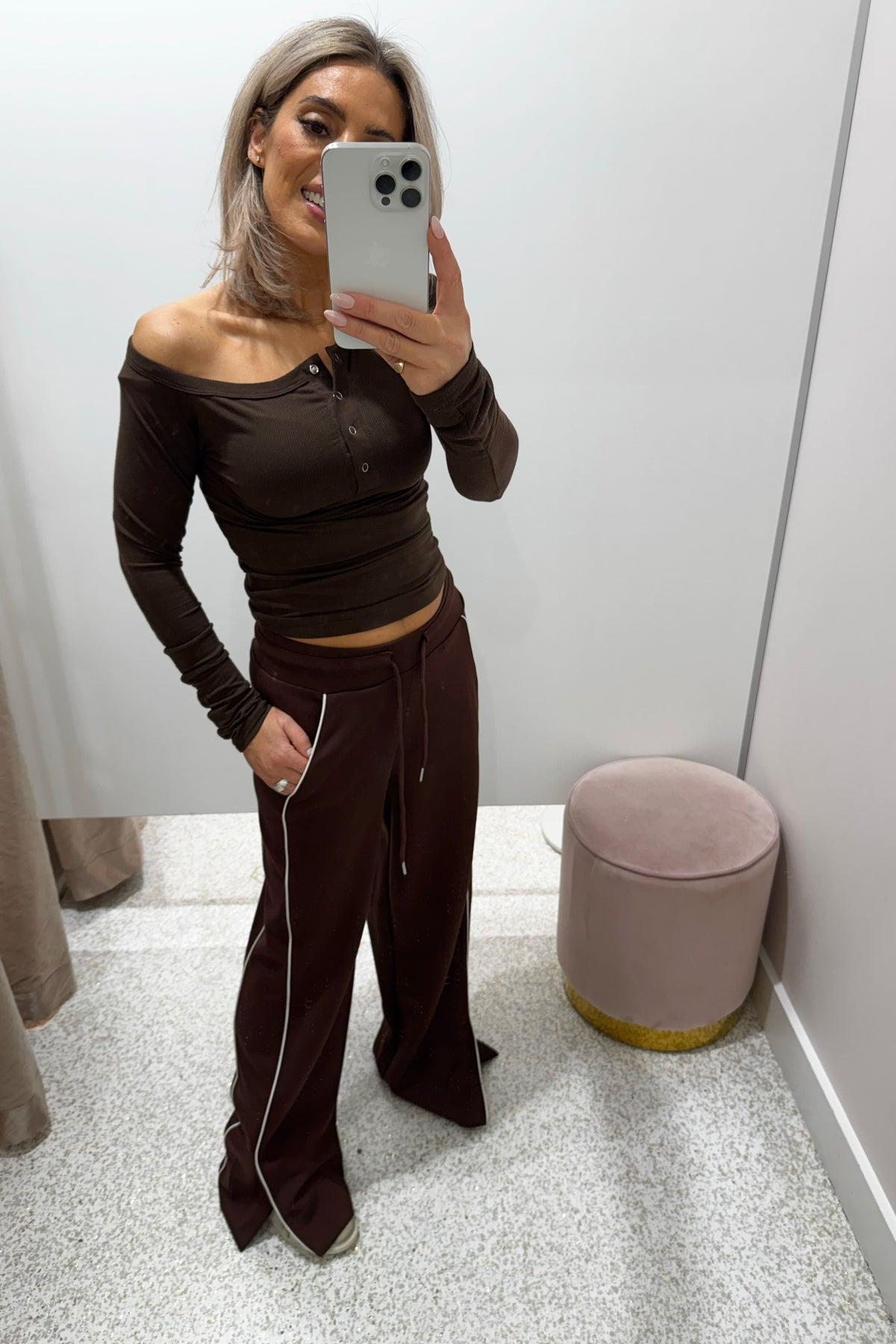 Chosen By Fifi & Annie The Split Hem Track Pant | Chocolate