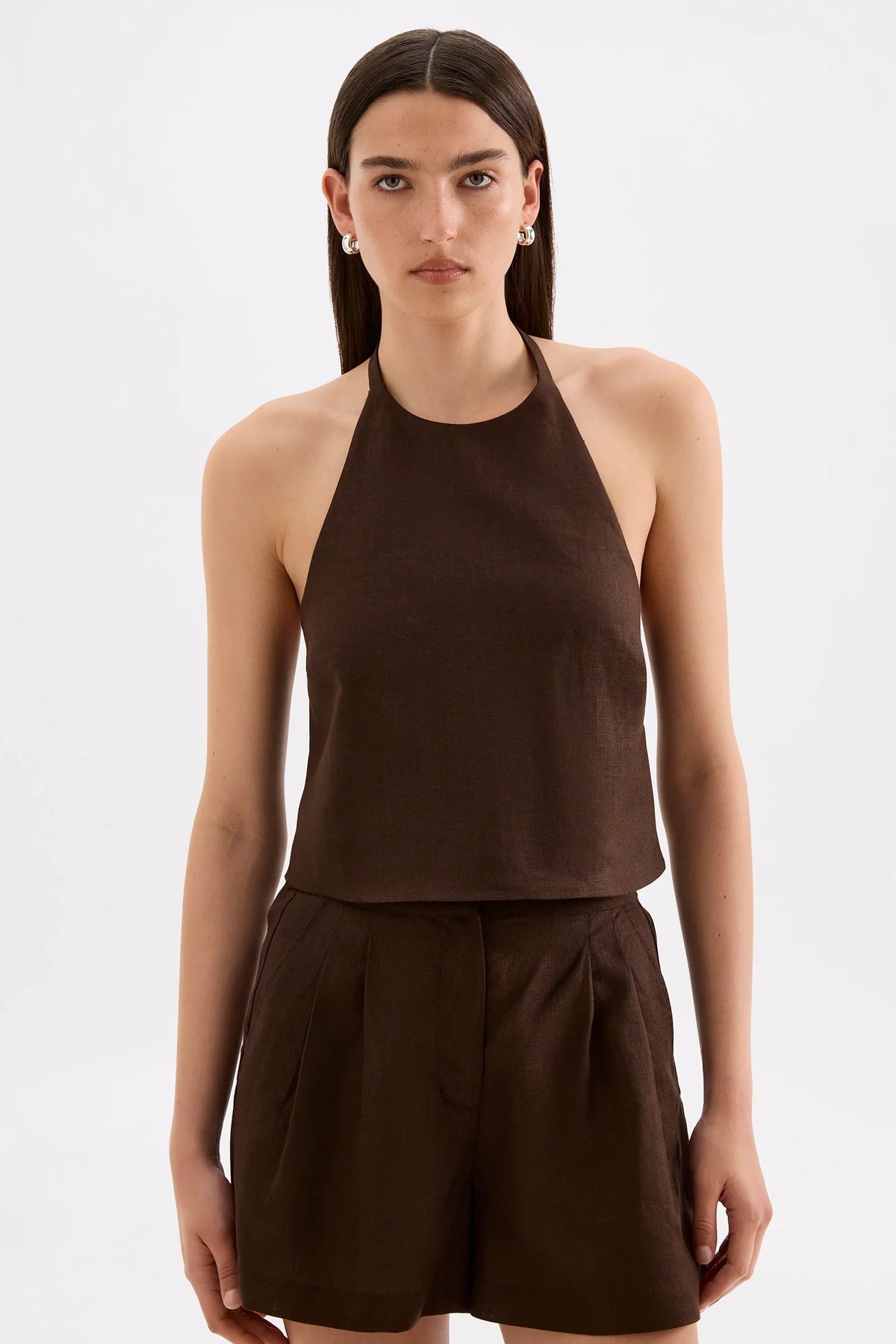 Nude Lucy Riya Linen Top | Chocolate
