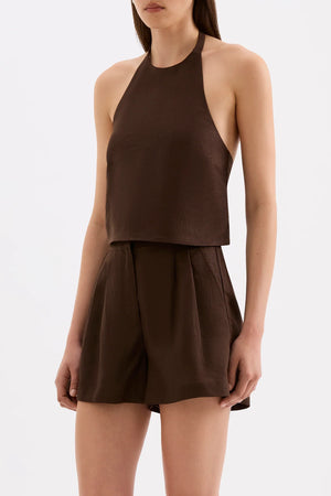 Nude Lucy Riya Linen Top | Chocolate