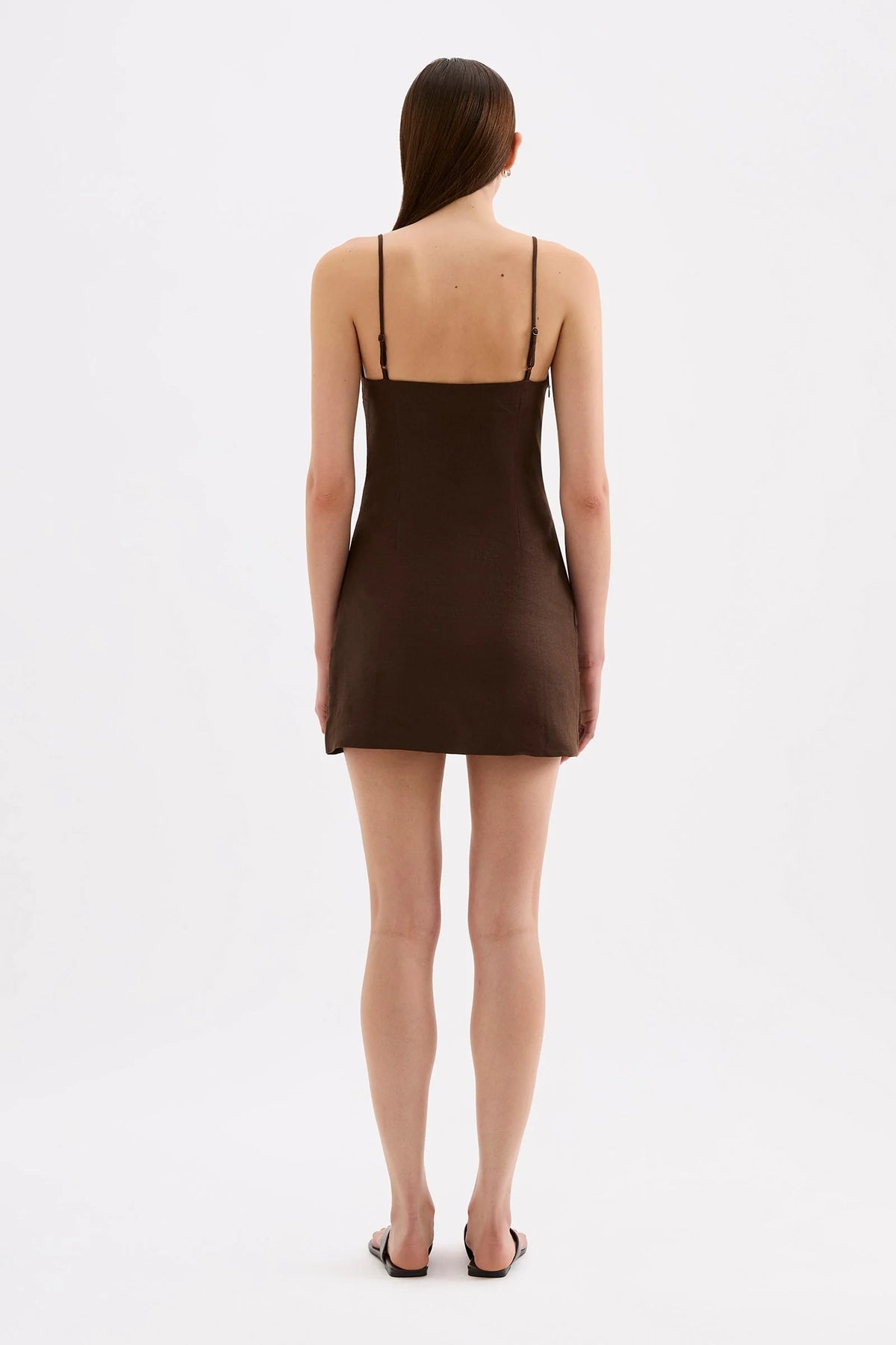 Nude Lucy Rani Linen Mini Dress | Chocolate