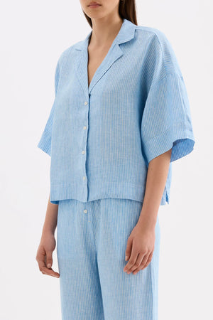 Nude Lucy Lounge Stripe Linen Shirt  | Cove Stripe