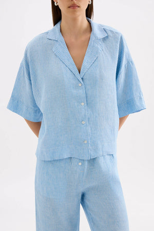 Nude Lucy Lounge Stripe Linen Shirt  | Cove Stripe