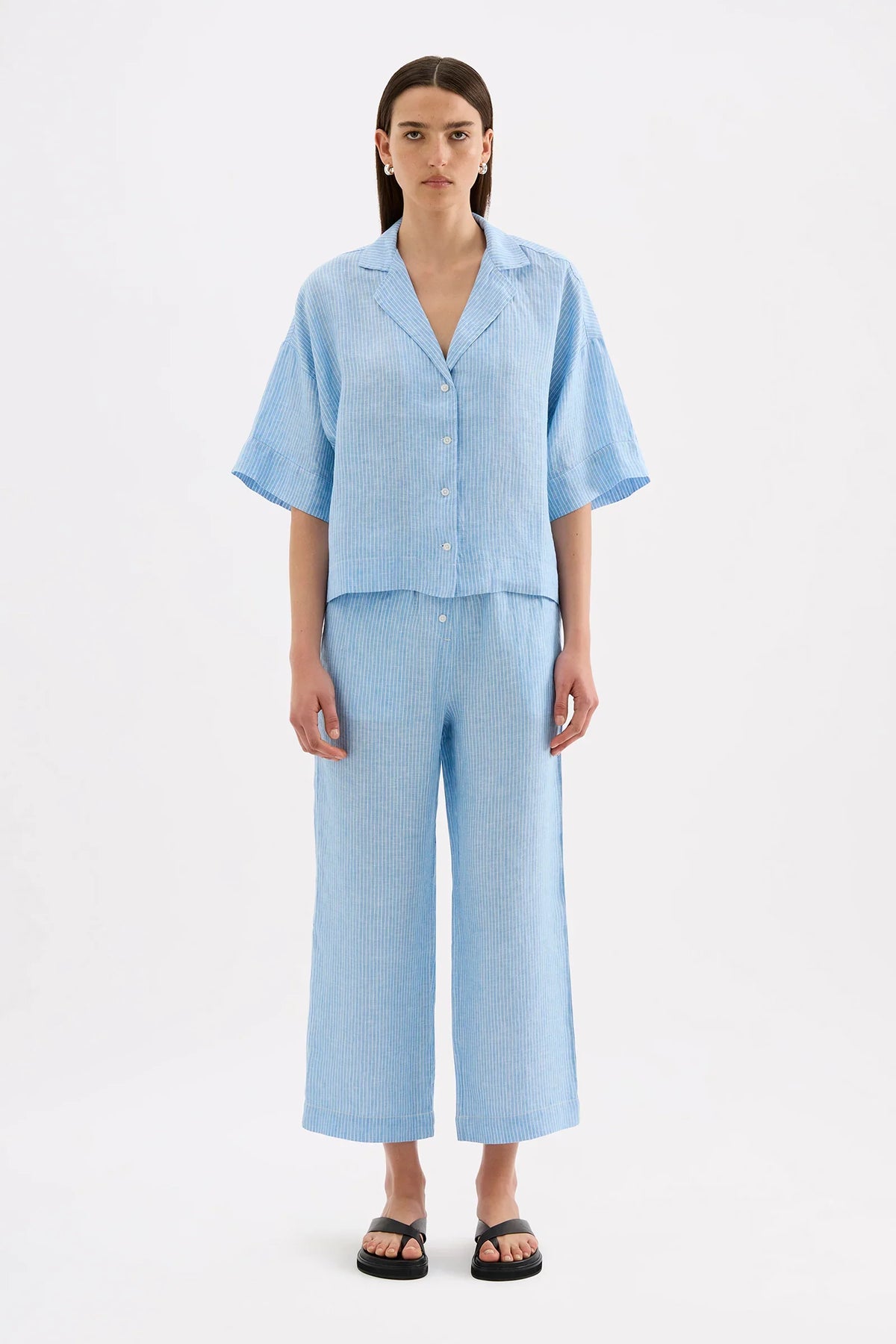 Nude Lucy Lounge Stripe Linen Shirt  | Cove Stripe