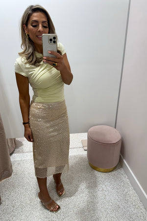 Shona Joy Everly Midi Skirt | Macadamia