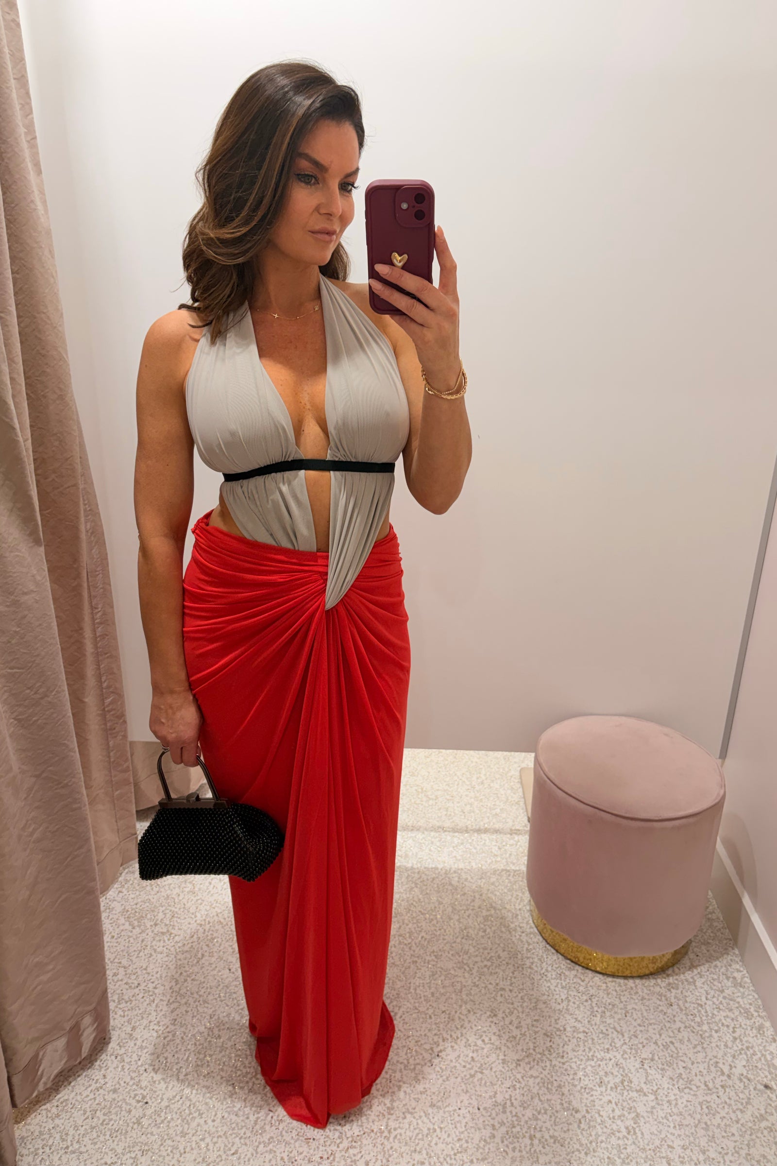 Bec + Bridge Anaya Cut-Out Maxi Dress | Dove Grey/Flame