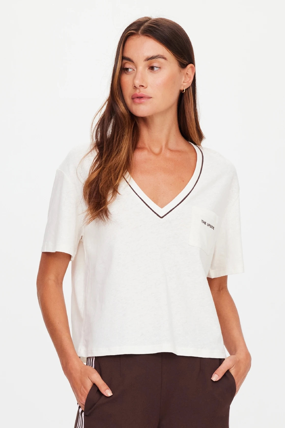 The Upside Elina V Neck Tee | Coconut