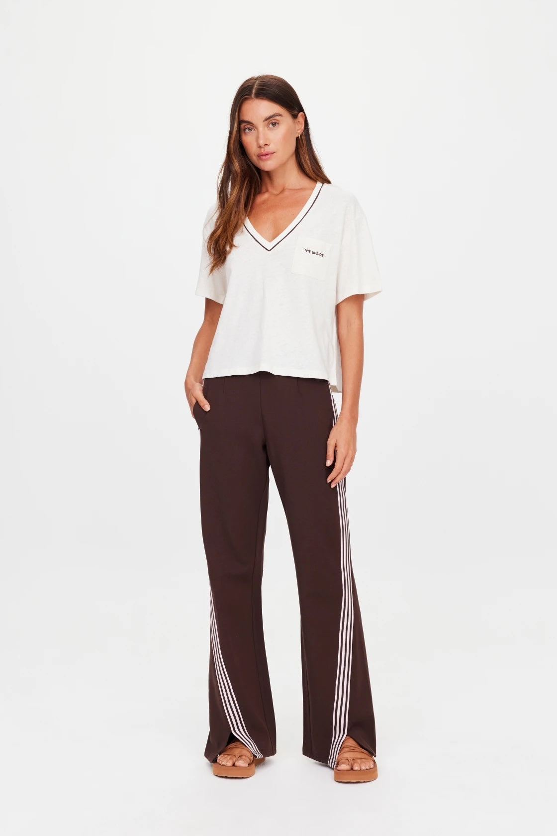 The Upside Elina V Neck Tee | Coconut