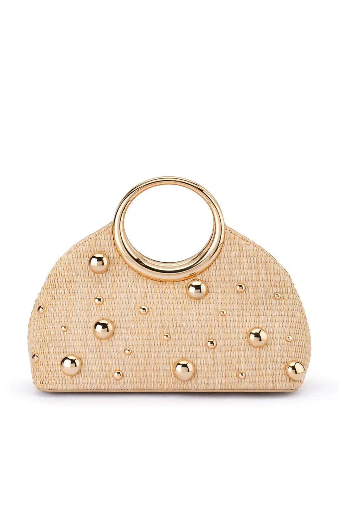 Olga Berg The Charlotte Woven Top Handle Clutch Bag | Natural