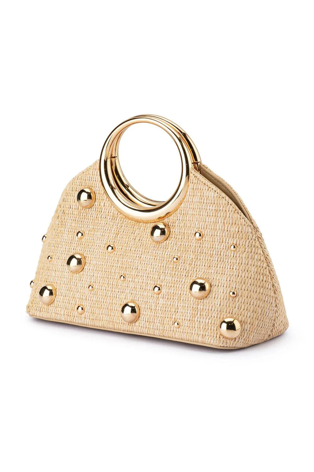 Olga Berg The Charlotte Woven Top Handle Clutch Bag | Natural