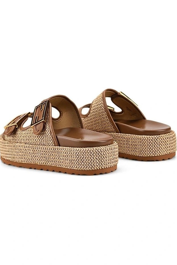 Siren Aphrodite Woven Flafotrm | Natural Weave/Tan