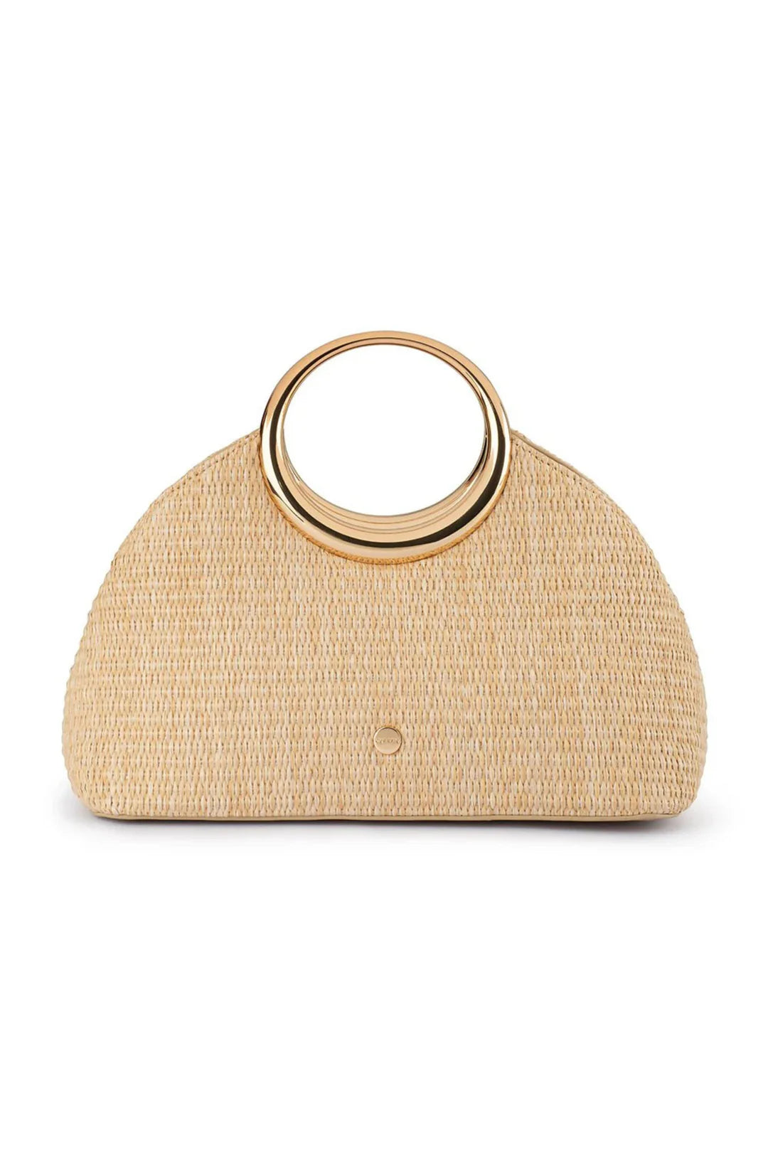 Olga Berg The Charlotte Woven Top Handle Clutch Bag | Natural