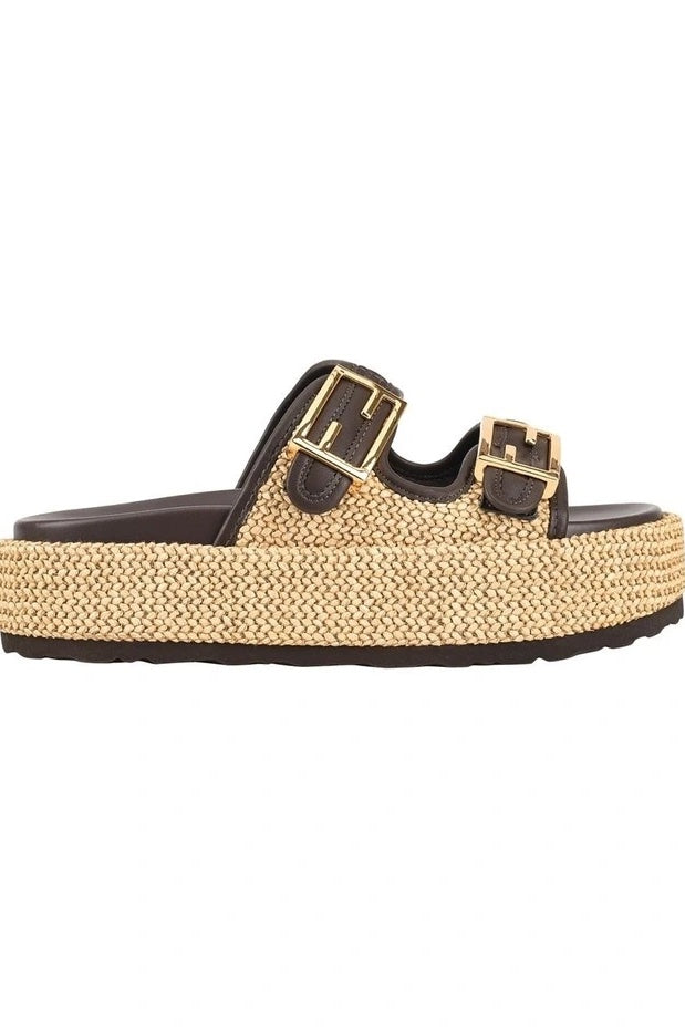 Siren Aphrodite Woven Flafotrm | Natural Weave / Chocolate Brown