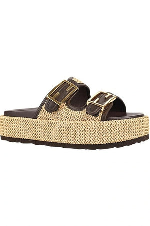 Siren Aphrodite Woven Flafotrm | Natural Weave / Chocolate Brown