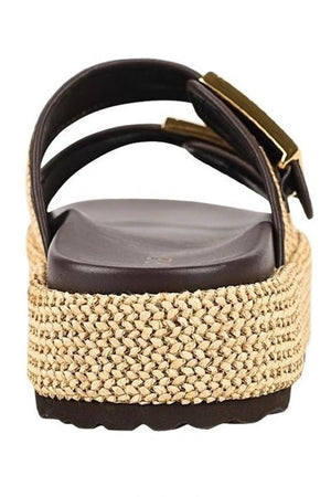 Siren Aphrodite Woven Flafotrm | Natural Weave / Chocolate Brown