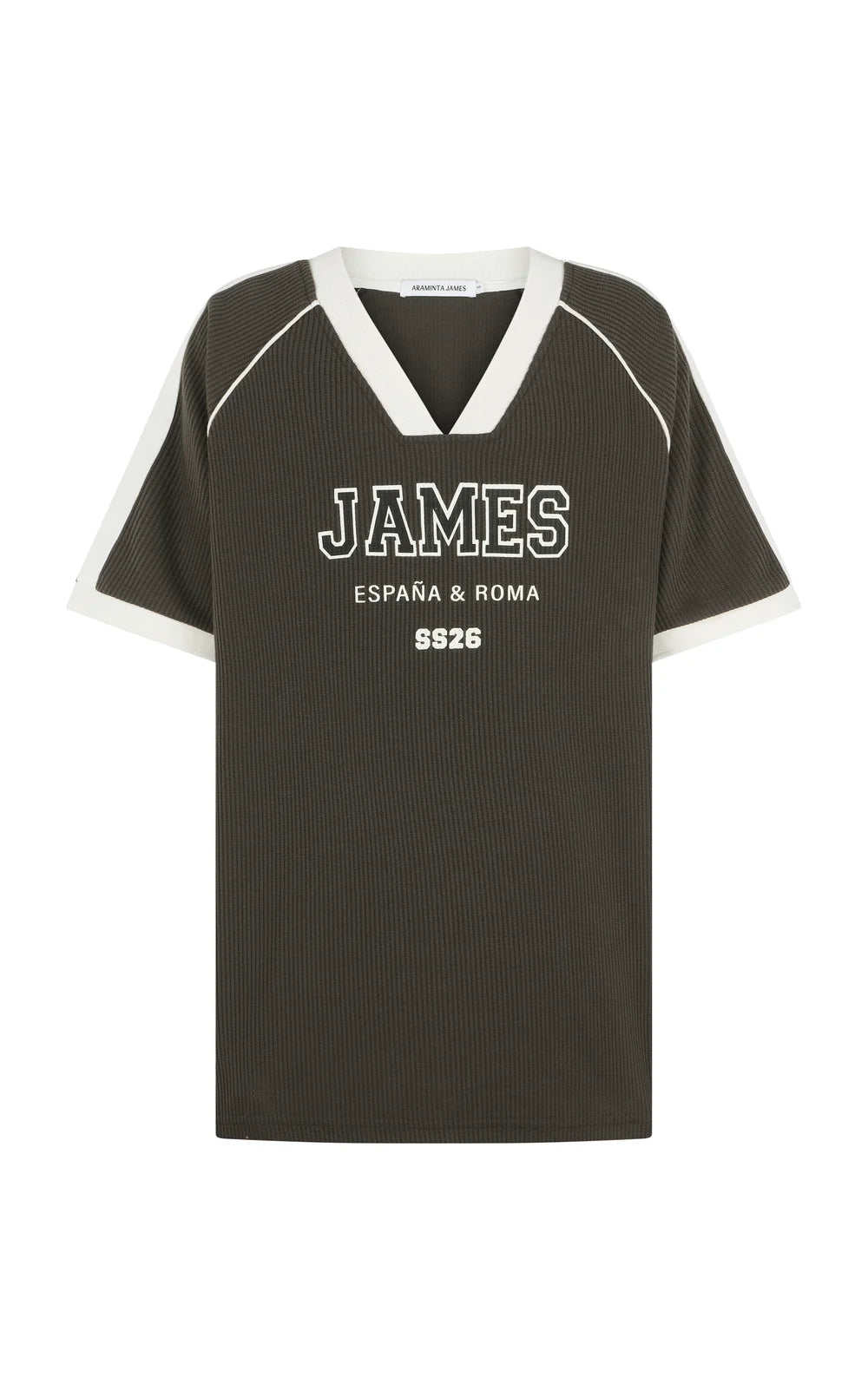 Araminta James James College Waffle Tee | Washed Black || PRE_ORDER ETA 17/10/2026