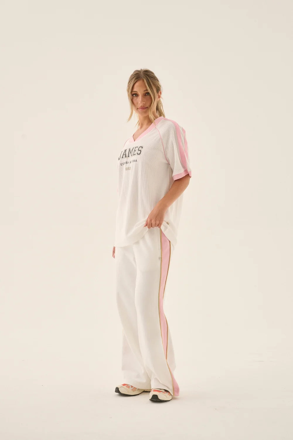 Araminta James James College Waffle Tee | Snow  || PRE_ORDER ETA 17/10/2026