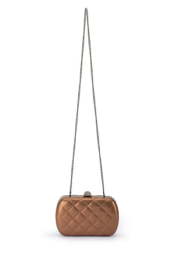 Olga Berg Zoey Quilted Clutch | Copper