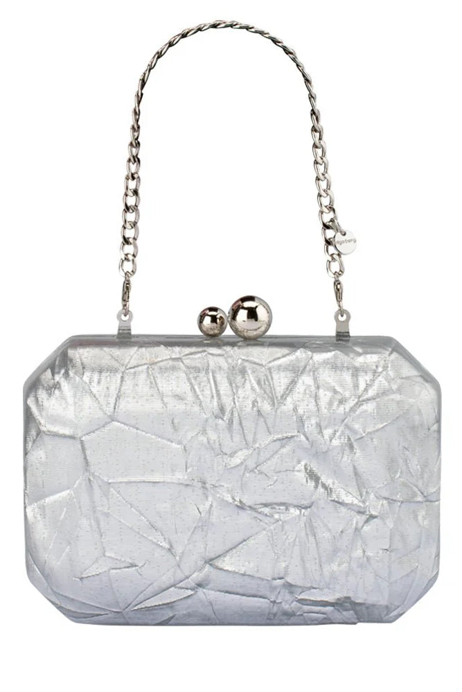 Olga Berg The Mateo Metallic Clutch | Silver