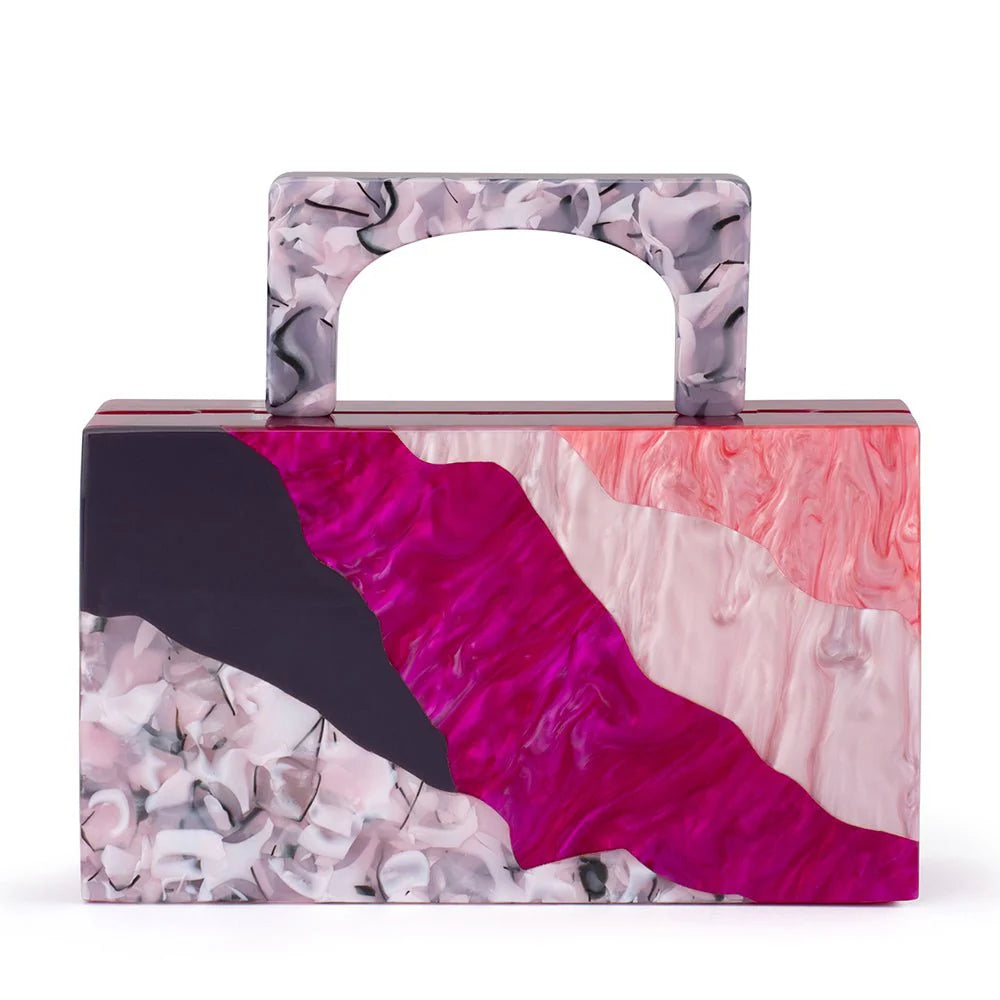 Olga Berg The Fleur Acrylic Top Handle Clutch Bag | Pink