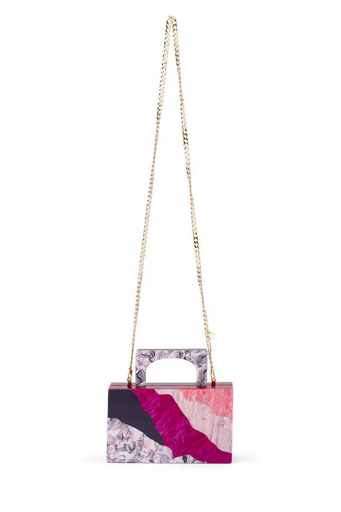 Olga Berg The Fleur Acrylic Top Handle Clutch Bag | Pink
